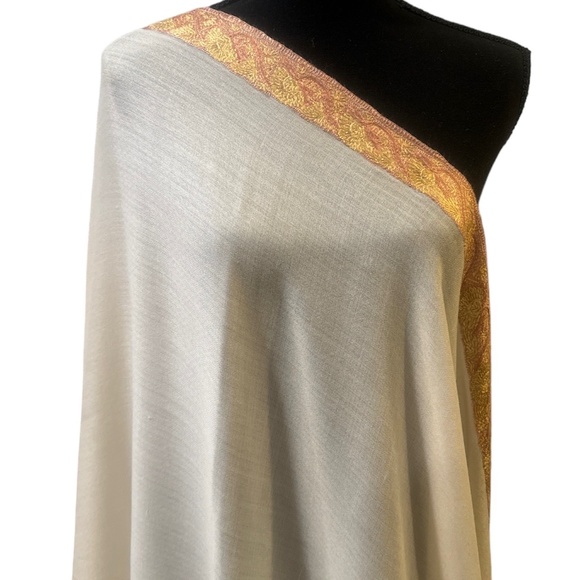 100% Hand Embroidered Kashmiri Tilla Work,UNISEX Shawl, Pashmina Shawl